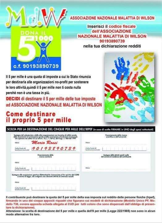 DONA IL 5 PER 1000 – ASSOCIAZIONE MALATTIA DI WILSON